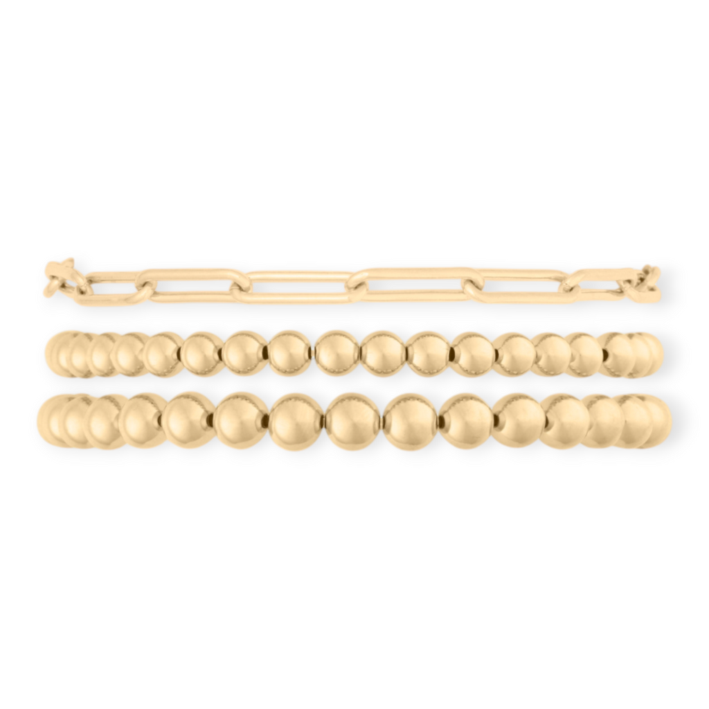 chunky paperclip + juno (5+6mm) bracelet triple stack