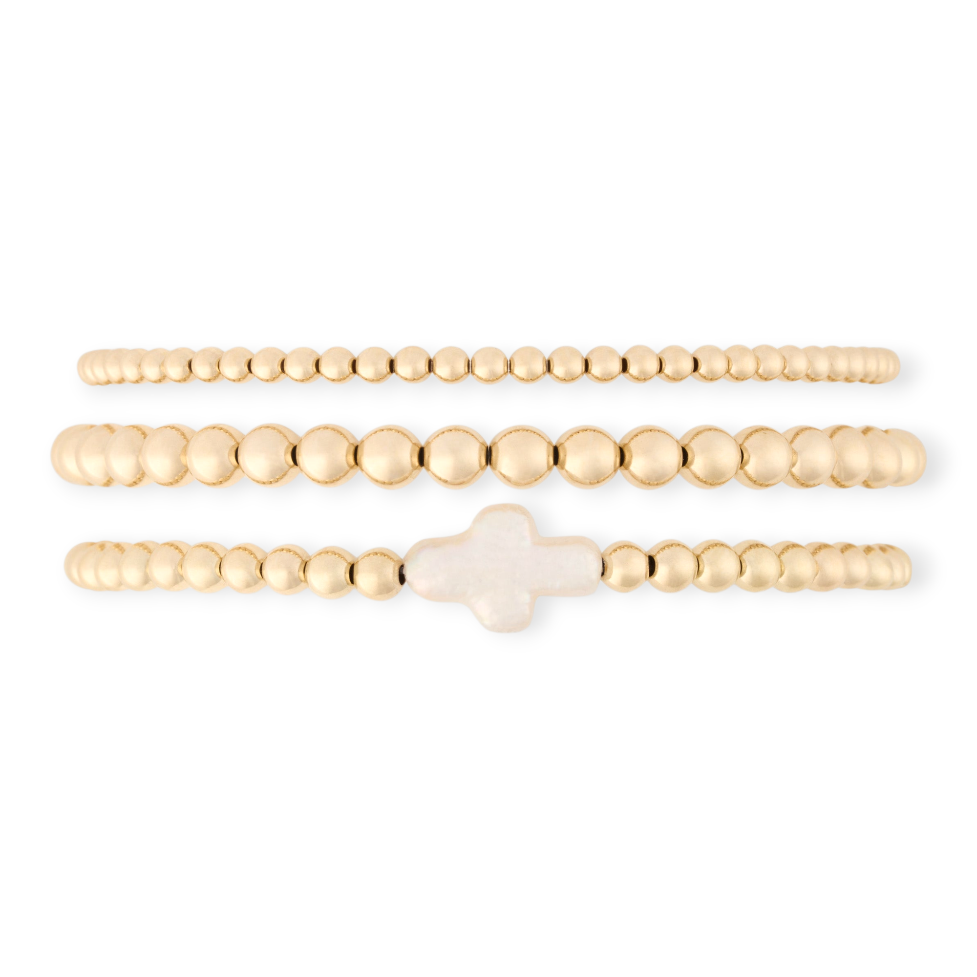 pearl cross juno bracelet triple stack (3+4+5mm)
