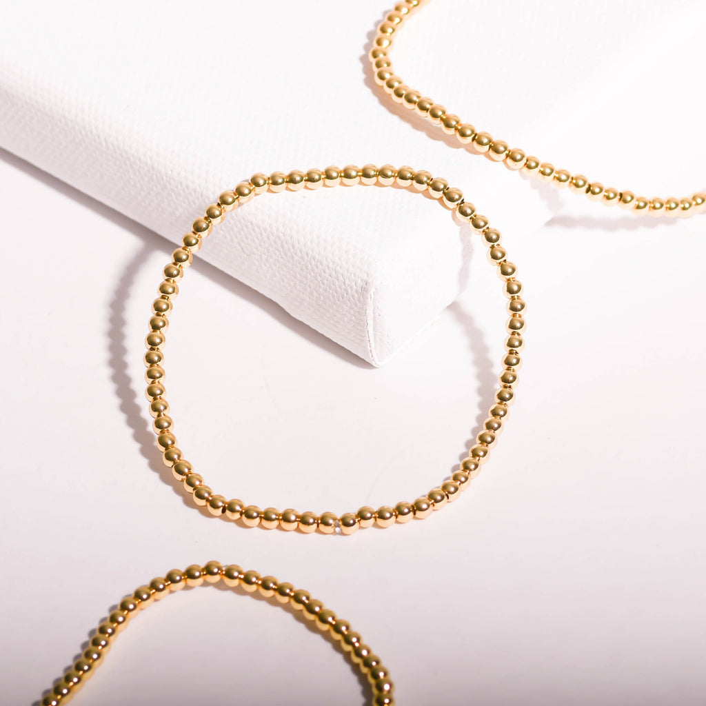 NEW 3mm Gold Bead Bracelet