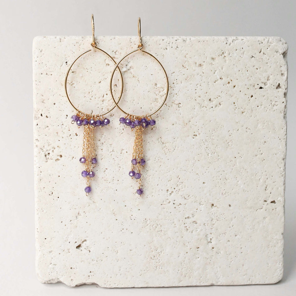 Aquamarine Mini Swing Hoop Earrings
