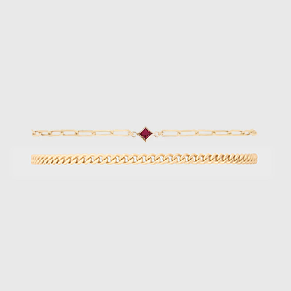 birthstone + gabi curb bracelet stack
